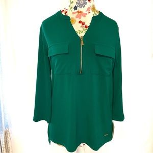 Ellen Tracy Front Zip Blouse